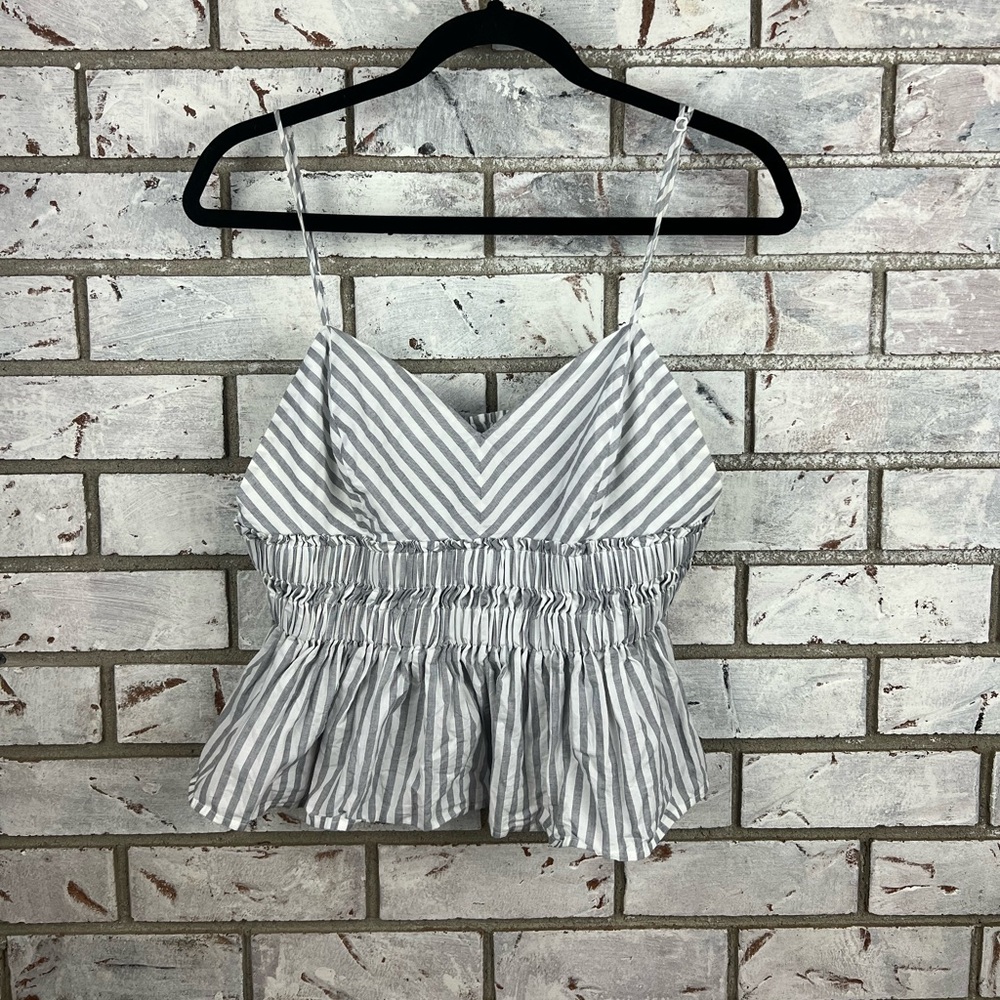 Express | Greyish Blue and White Pinstripe Tank